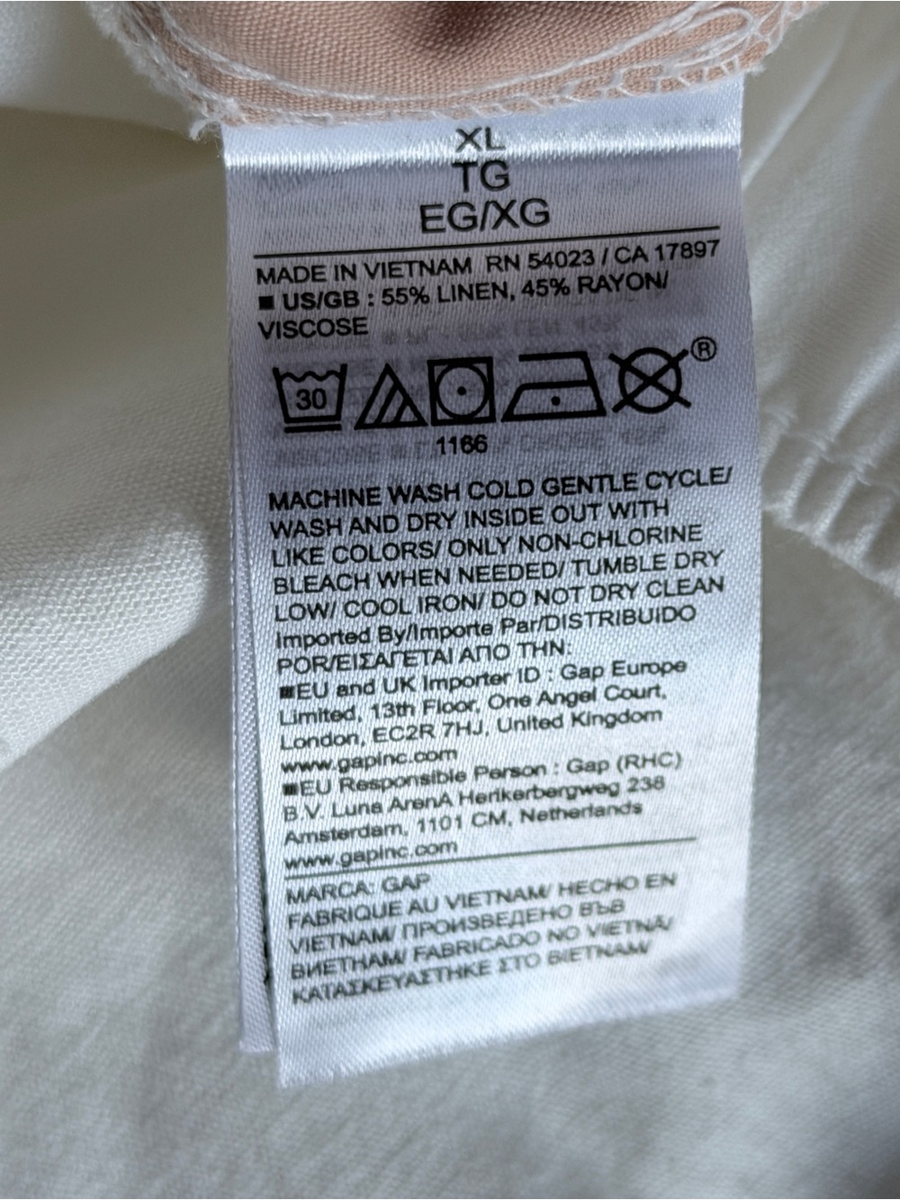 NWT Mid-Rise Linen-Blend Easy Barrel Pant by Gap XL White - Picture 6 of 9